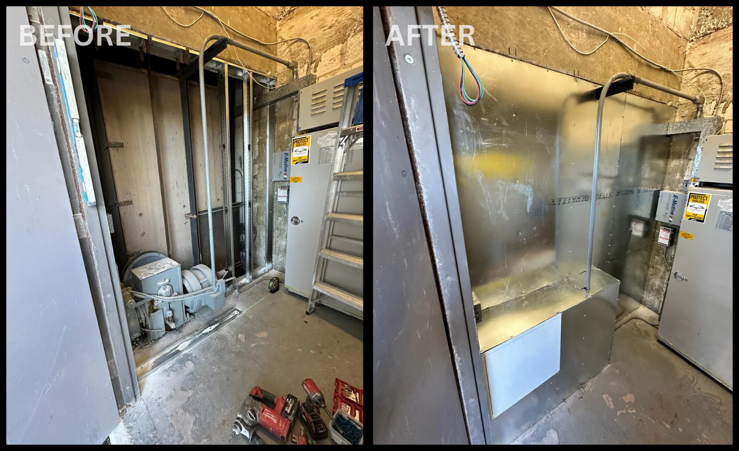 Electrical room upgrade — before and after