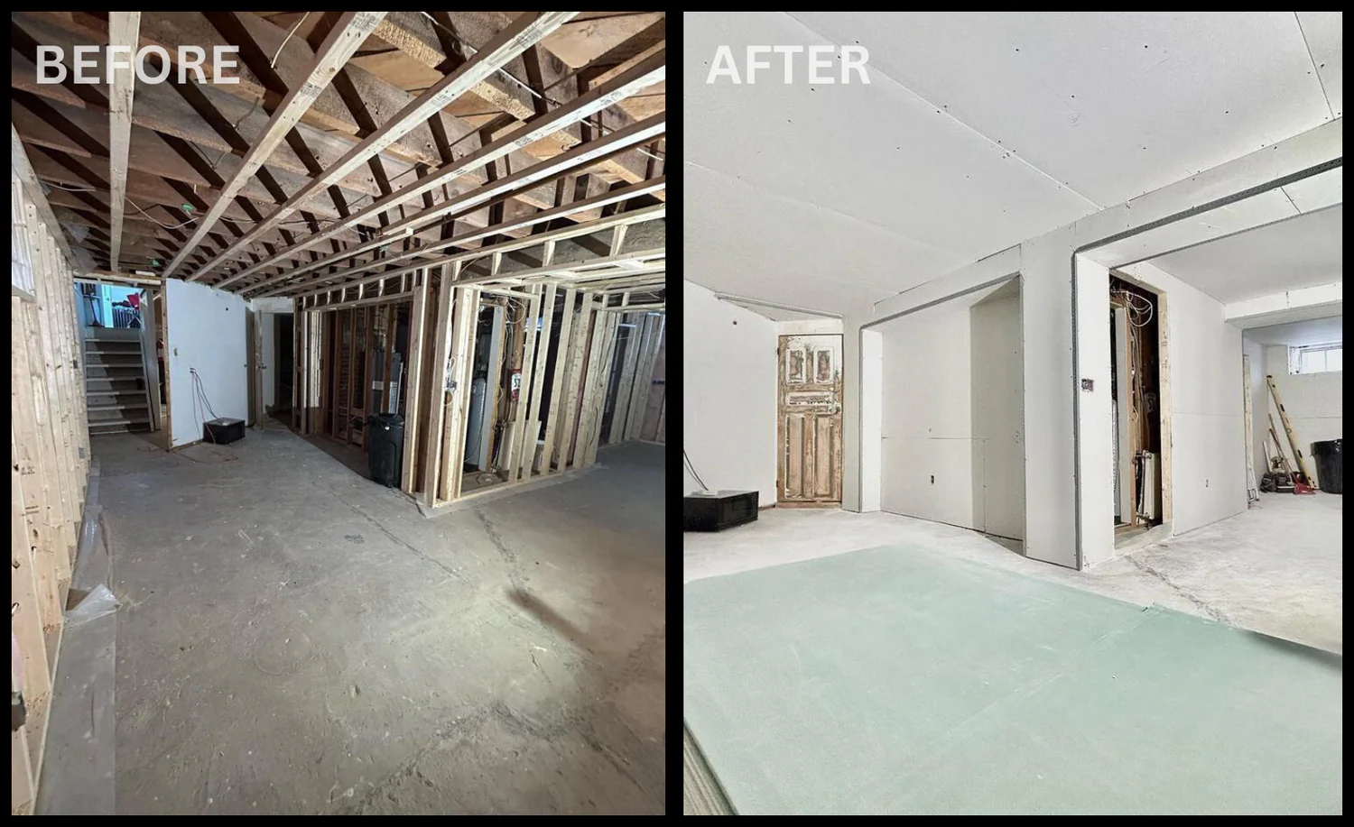 Basement renovation — before and after